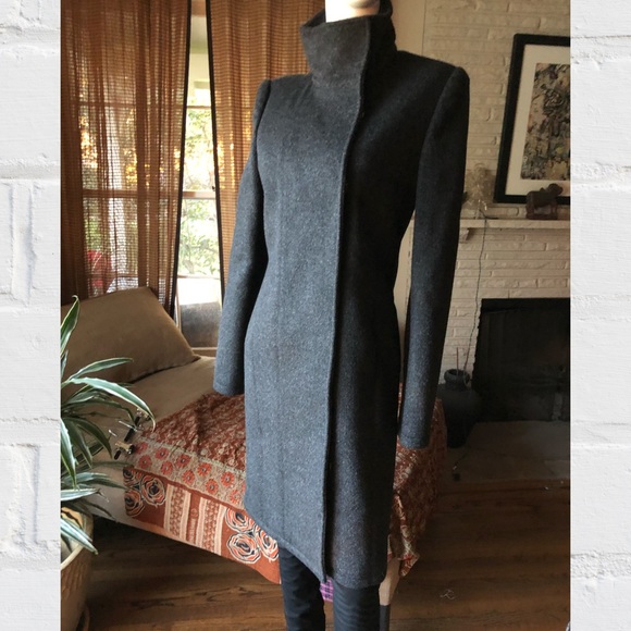 Thomas Wylde is grey cashmere wool snap up coat S - Picture 2 of 8